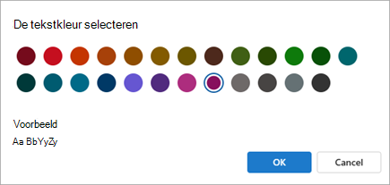 Schermopname van de instelling De tekstkleur selecteren in voorwaardelijke opmaak