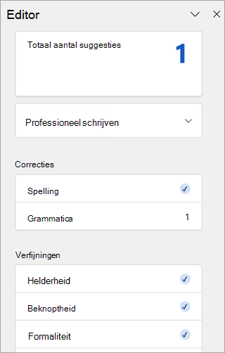 Schermopname van het deelvenster Editor in Outlook