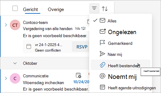 Select bevat bestanden om alle berichten met bijlagen te vinden.