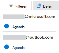 Agenda delen op het lint selecteren
