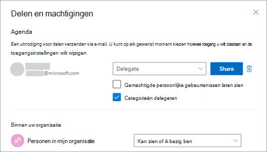 Schakel het selectievakje in naast Categorieën mogen delegeren beheren