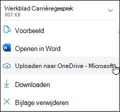 nieuwe Outlook-upload naar OneDrive-venster