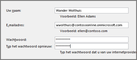 De tweede pagina van de wizard Account toevoegen