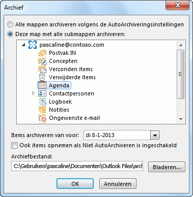 Dialoogvenster Archief
