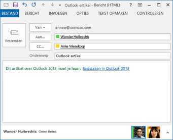 Gewijzigde hyperlinktekst in een e-mailbericht