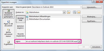 Dialoogvenster Hyperlink invoegen