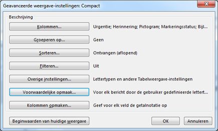 Dialoogvenster Geavanceerde weergave-instellingen