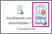 Schermafbeelding van de knop Offline werken in Outlook 2013.