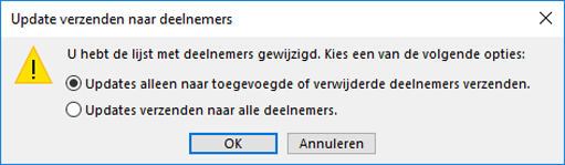 U kunt kiezen of u een update wilt verzenden naar alle deelnemers.