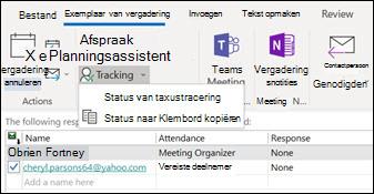 U kunt een lijst met deelnemers aan de vergadering en hun antwoordstatus afdrukken.