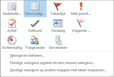 Huidige weergaveopties voor contactpersonen