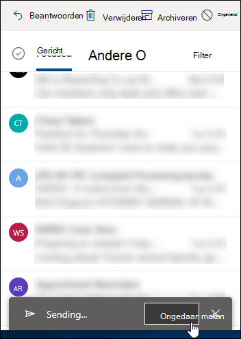 Schermafbeelding van de optie Verzenden ongedaan maken.