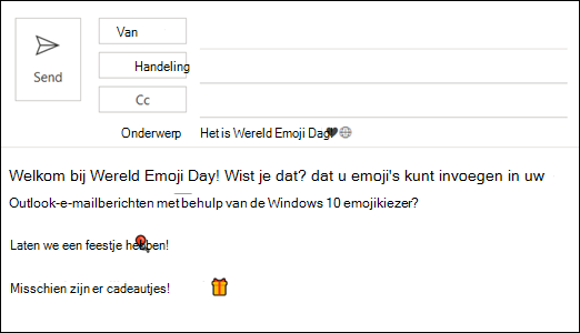 U kunt een of meer emoji's invoegen in uw e-mailbericht.