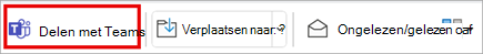 Delen met teams op het werkbalklint in klassieke Outlook.