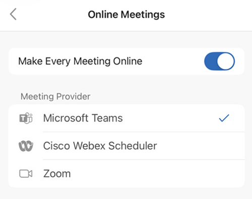 Standaardprovider selecteren in Outlook op iOS