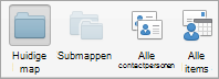 Toont de zoekopties voor contactpersonen