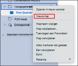 Toont het selecteren van een map in Outlook