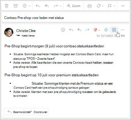 Het pictogram Apps op de actiebalk van een bericht in webversie van Outlook en in het nieuwe Outlook voor Windows.