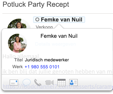 Toont oud visitekaartje