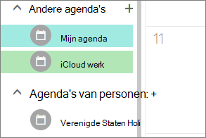 iCloud-agenda wordt weergegeven onder Andere agenda's in webversie van Outlook