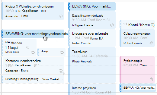 Calendar het weergeven van bewaringen voor een planningspeiling