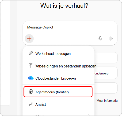 Agentmodus gemarkeerd in vervolgkeuzelijst