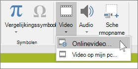 De knop op het lint voor het invoegen van een onlinevideo in PowerPoint