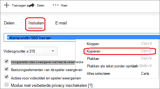 De insluitcode iFrame kopiëren