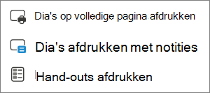 Menu Opties afdrukken.