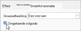 Selectievakje voor omgekeerde volgorde van PPT SmartArt-animatie..