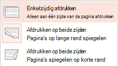 Sommige printers kunnen afdrukken op één zijde van een vel papier of op beide zijden.