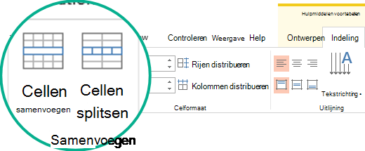 Tabelcellen samenvoegen of splitsen