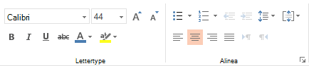 Opties voor lettertype, alinea en uitlijning in PowerPoint Online