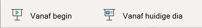 De knoppen in de webversie van PowerPoint die u gebruikt om de presentatie te starten.
