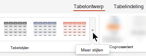 Selecteer de vervolgkeuzepijl Meer om de volledige galerie met tabelstijlen te openen.