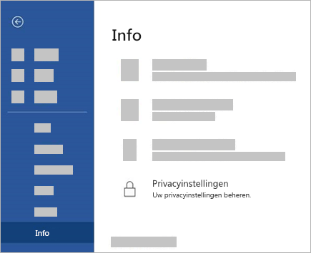 Schermopname van de optie Privacyinstellingen in de bewerkingsmodus