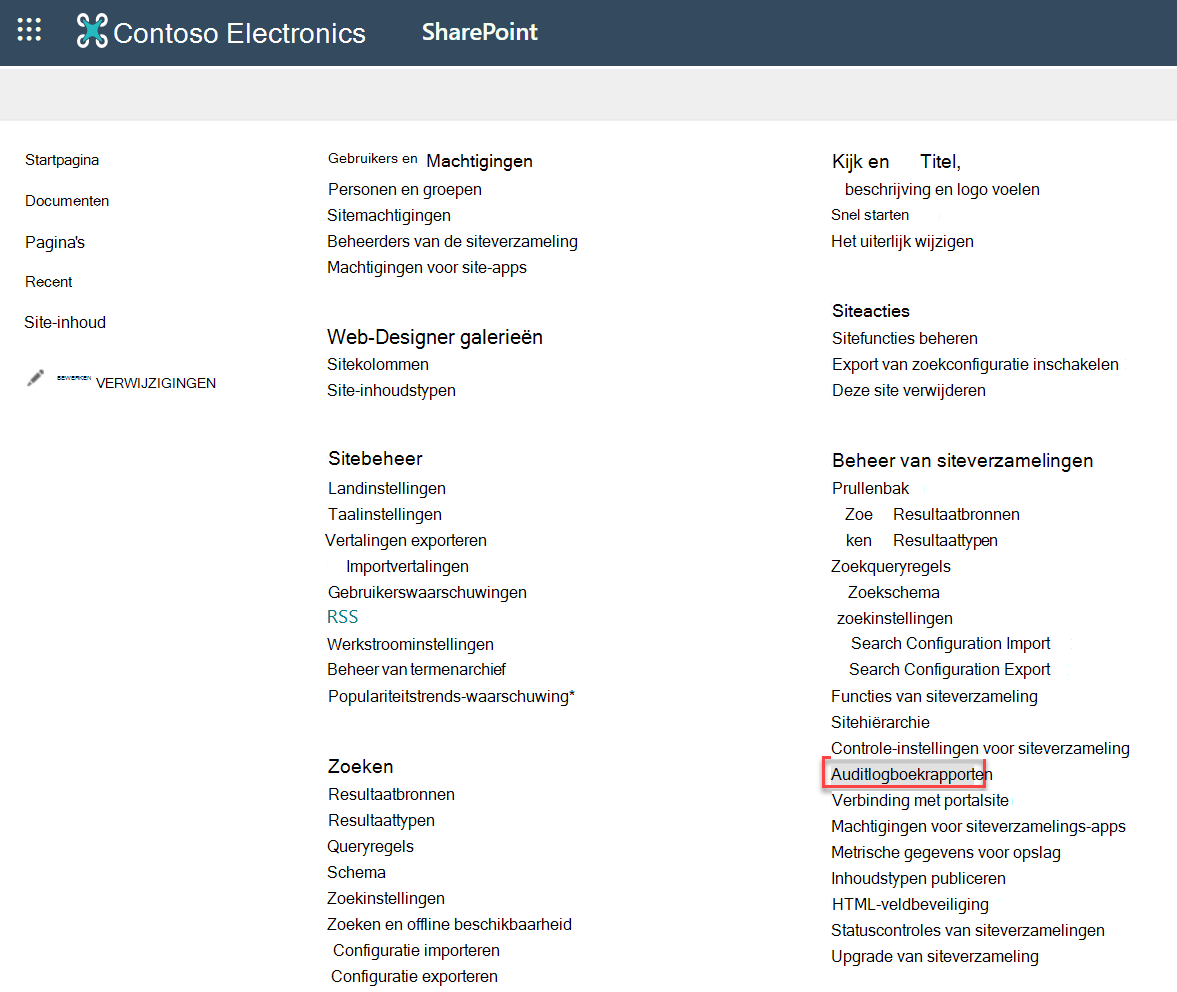 schermopname van auditlogboekrapporten