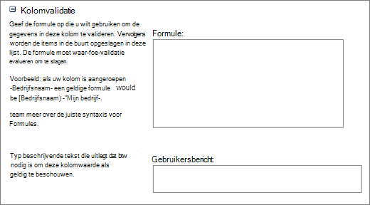 schermopname van kolomvalidatie-formule