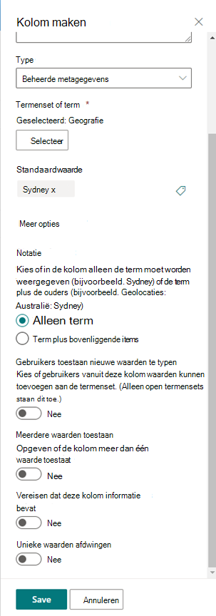 kolom1 maken