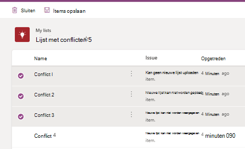U kunt de lijst met conflicten opslaan als een .csv-bestand en de lijst handmatig bijwerken met deze waarden of ze gewoon negeren.