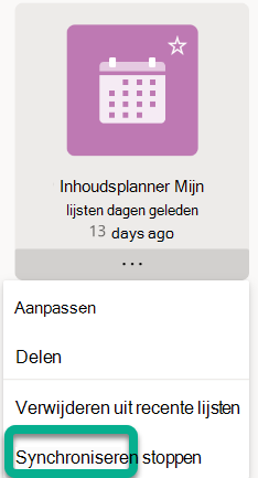 Selecteer Synchronisatie stoppen in het menu.