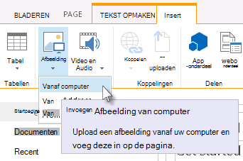 Optie voor het toevoegen van een afbeelding vanaf de computer