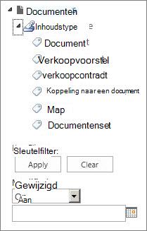 U kunt metagegevensnavigatie instellen voor een structuurbesturingselement in het deelvenster aan de linkerkant