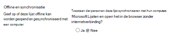 Offline- en synchronisatie-instelling voor lijsten