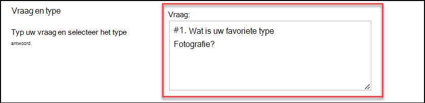 schermopname van het vraagtype