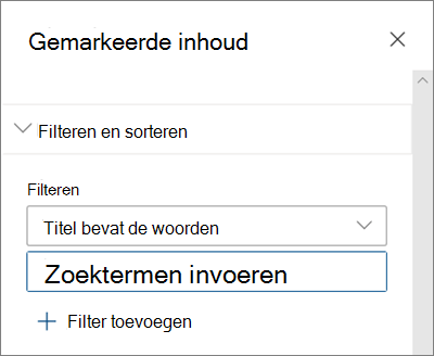 De filteropties voor het webonderdeel Gemarkeerde inhoud in de moderne SharePoint-ervaring