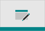 Een potloodsymbool met een browservenstersymbool