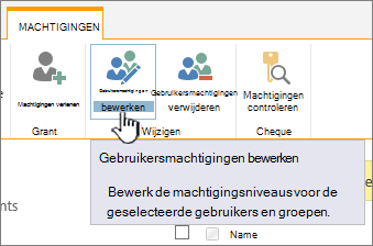 Klik op Machtigingen bewerken om het machtigingsniveau te wijzigen