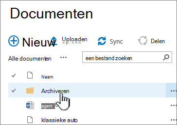 SharePoint 2016-documentbibliotheek met map gemarkeerd