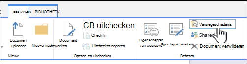 Het tabblad Bestand met Versiegeschiedenis gemarkeerd